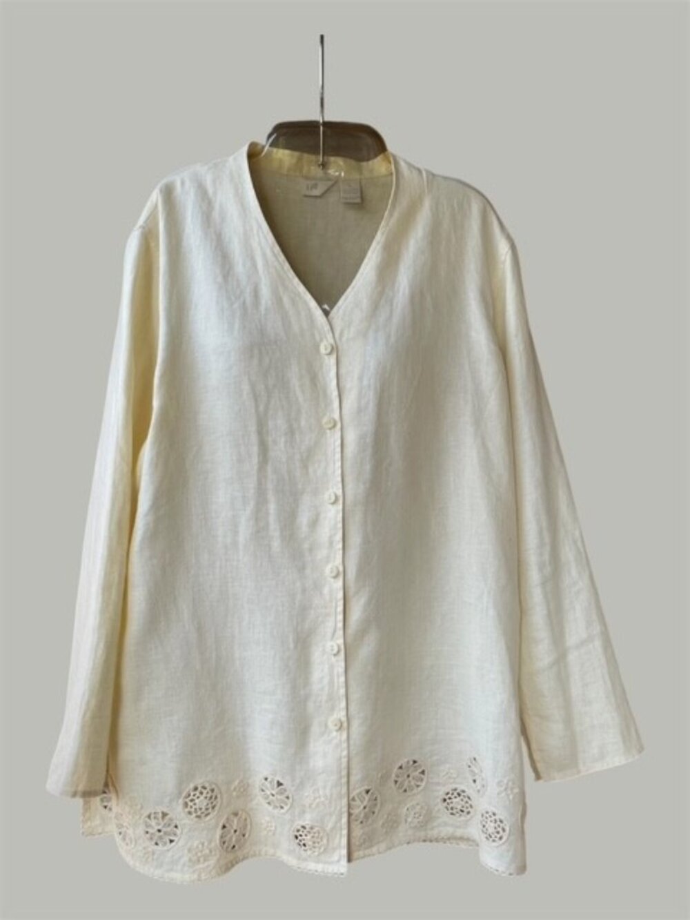 J. Jill Embroidered Linen Button-Front Jacket